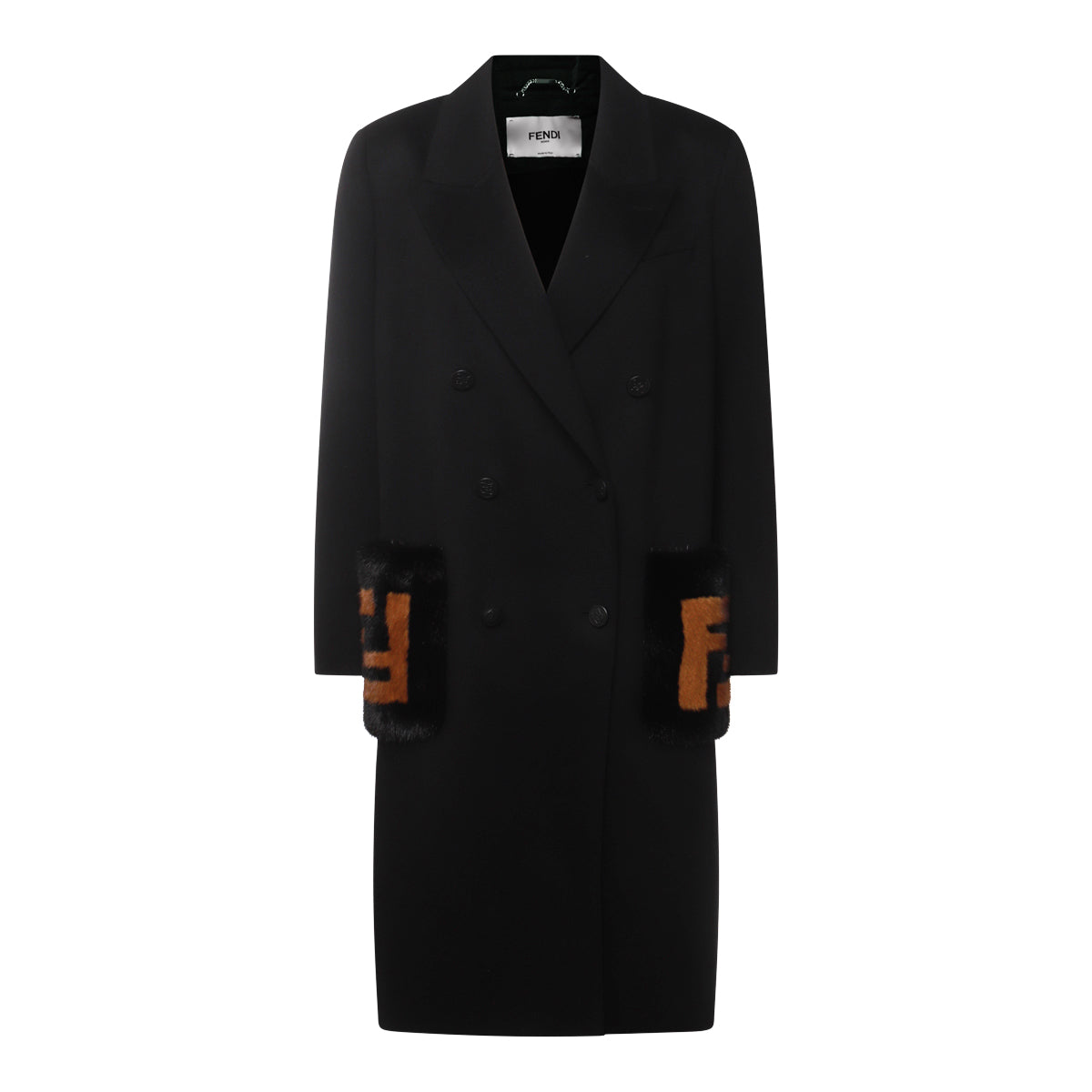 【FENDI】フェンディ　WOOL100%ステンカラーコート　black FENDI】フェンディ WOOL100%ステンカラーコート black