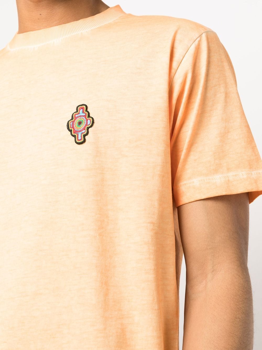 オレンジ コットン サンセット クロス Tシャツ
