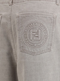 国内発 FENDI FFシャンブレーワイドレッグロングパンツ Fendi/フェンディ｜エンブロイダード シャンブレー ワイドレッグ