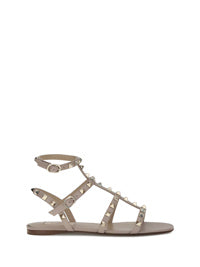 ★VALENTINO★ゴムロックスタッドフラット幅サンダル ロックスタッズ フラットスライドサンダル for ウィメンズ