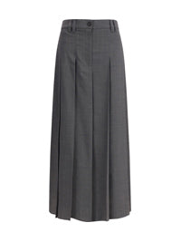 Pleated Long Skirt in Virgin Wool techno gauze