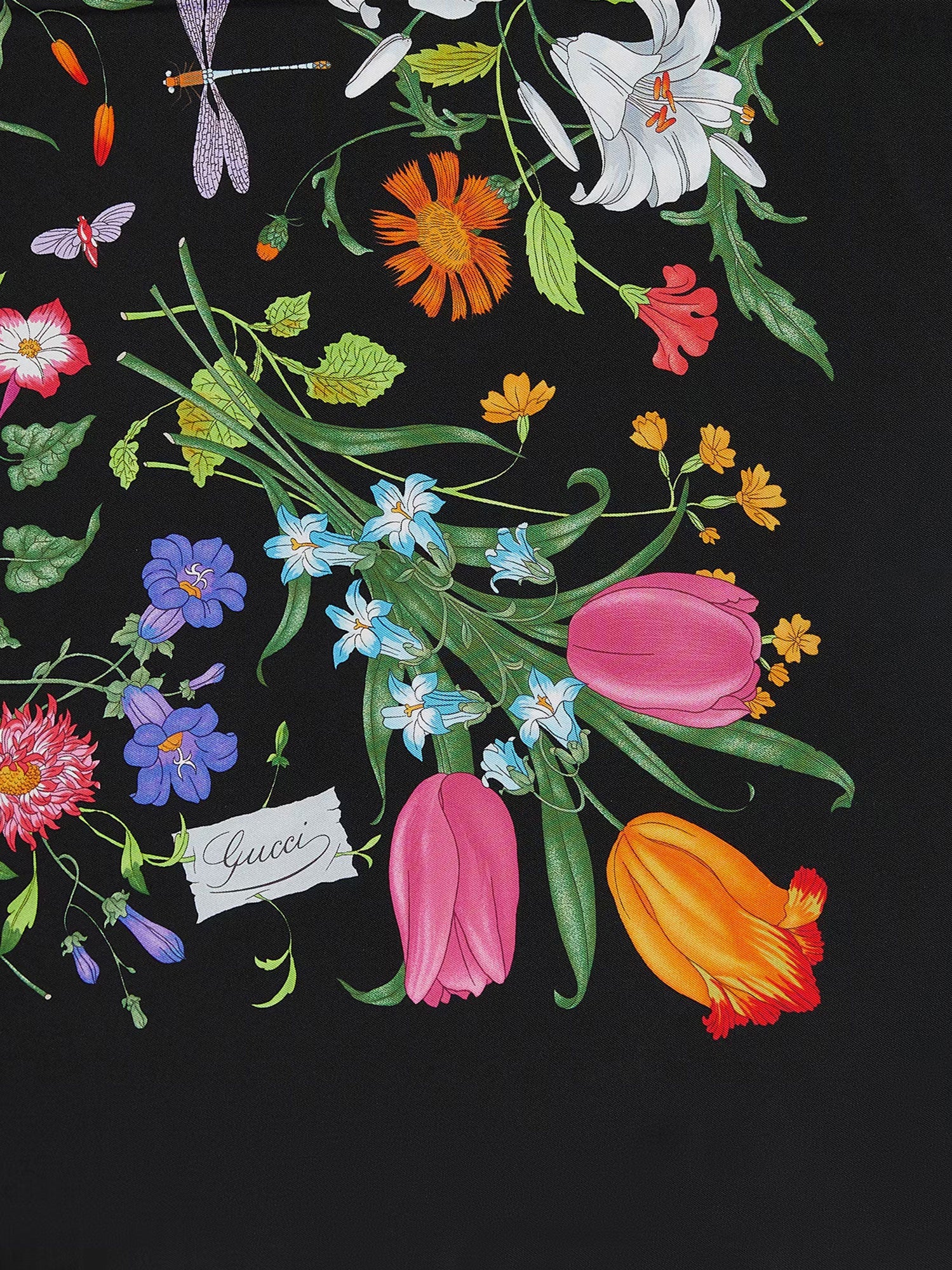 GUCCI フローラル シルク ツイルスカーフ Printed silk twill carré in pink | GUCCI® US