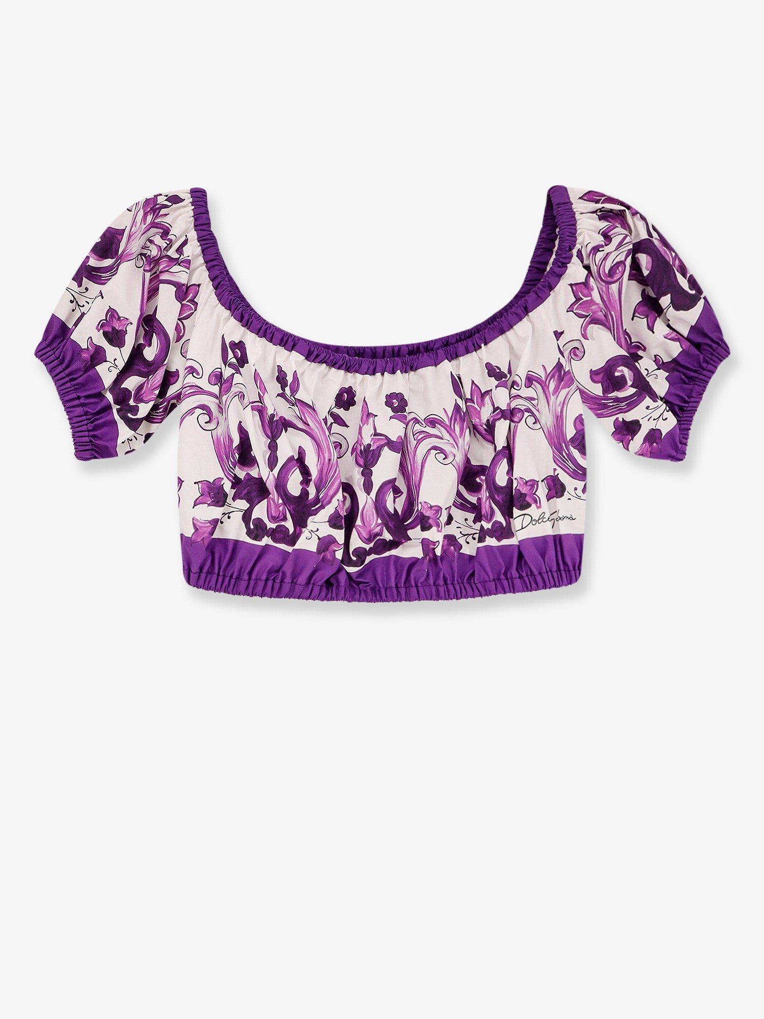 Dolce & Gabbana マルチプリント コットン トップス Dolce & Gabbana - Girls Pink Cotton Majolica Zip-Up Top