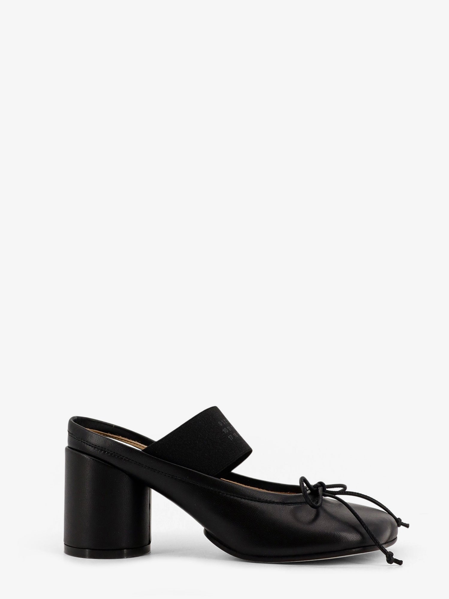 【エムエムシックス】ナンバー レザーサンダル ヒール3cm 黒 MM6 Maison Margiela/エムエムシックスメゾンマルジェラ｜レザー
