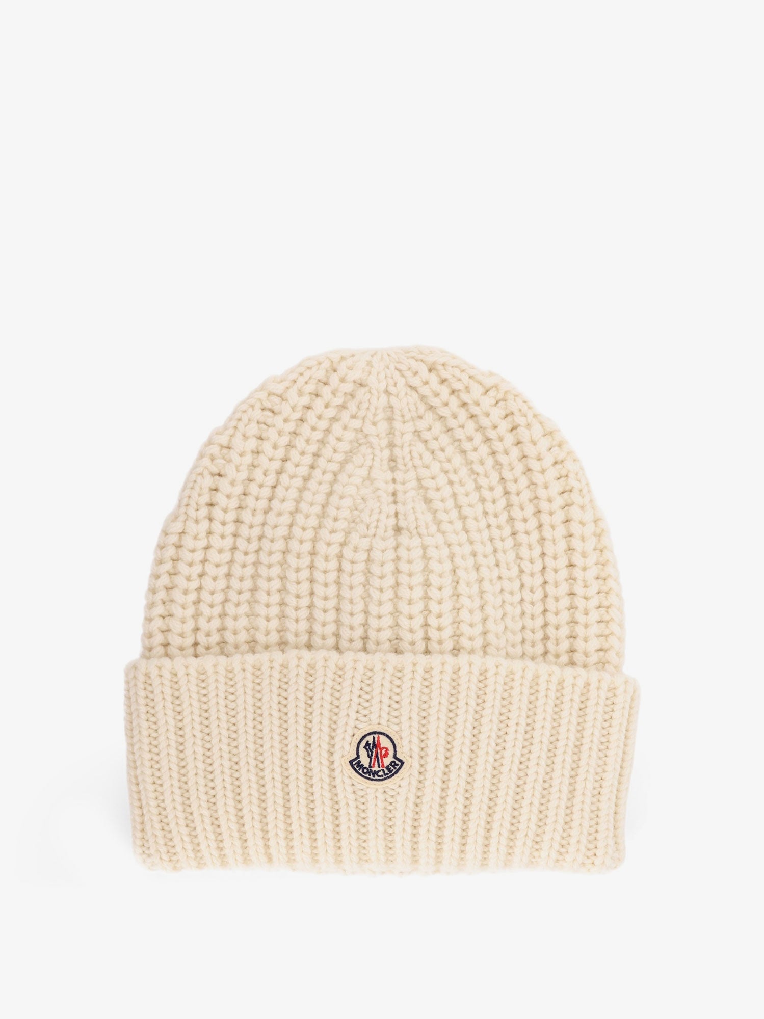 Moncler カシミア混 ニット帽 アイボリー ビーニー モンクレール Moncler/モンクレール|ウール アンド カシミア リブニット帽