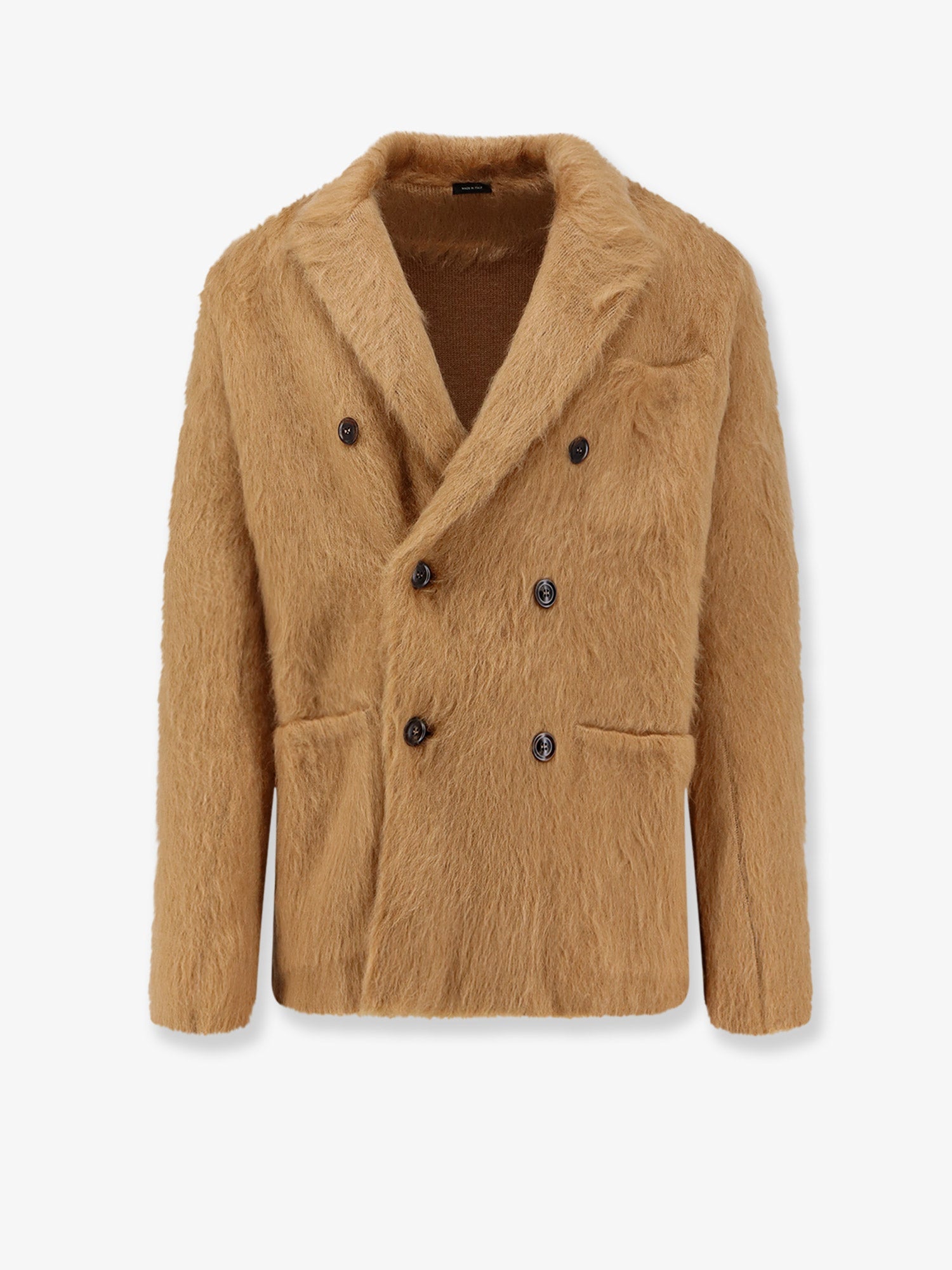 'Double-breasted cashmere, mohair and silk jacket'