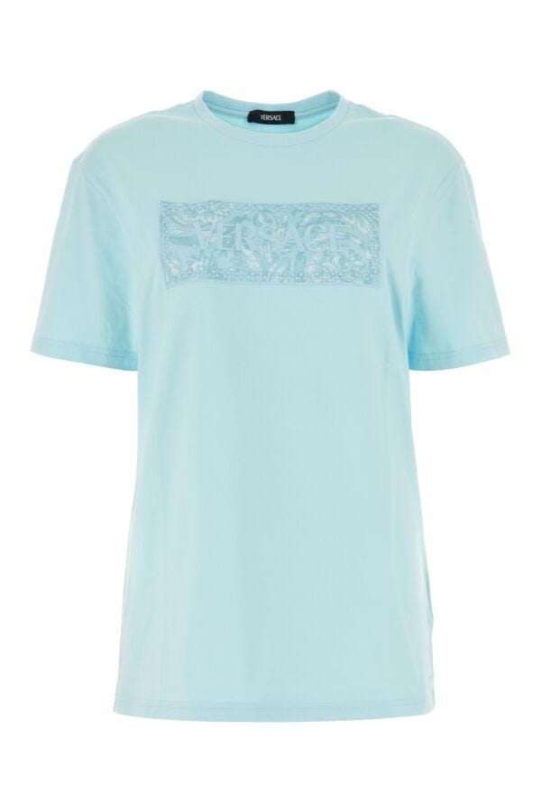 ライト ブルー コットン Tシャツ