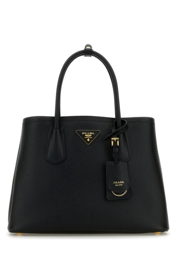 PRADA プラダ レザー ハンドバッグ Prada/プラダ｜ブラック レザー スモール ダブル ハンドバッグ