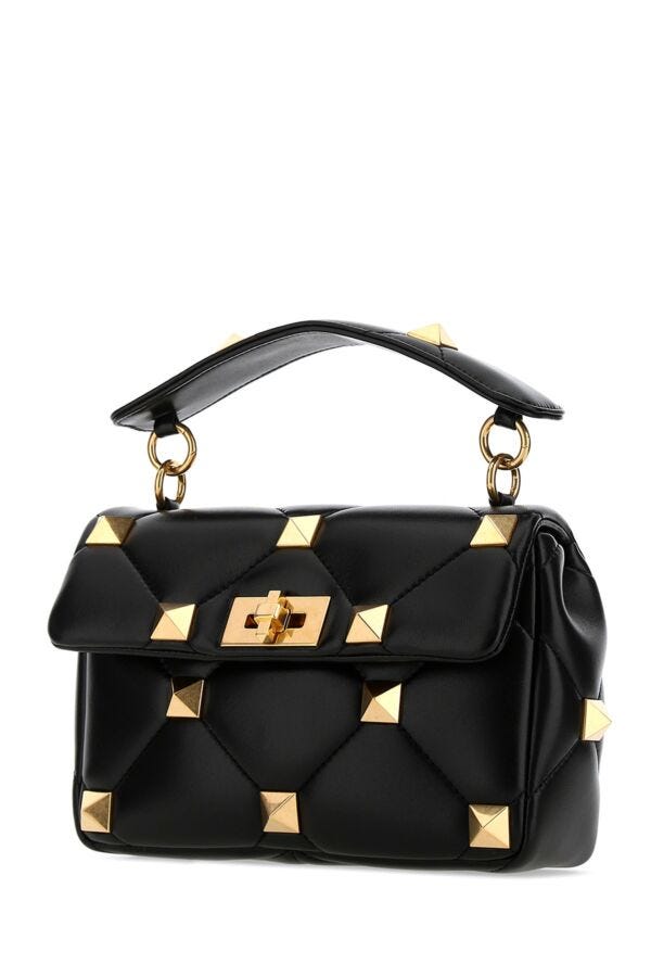 ＊VALENTINO＊ナッパ レザー ミディアム スタッド ハンドバッグ Valentino/ヴァレンティノ｜ブラック ナッパ レザー ミディアム
