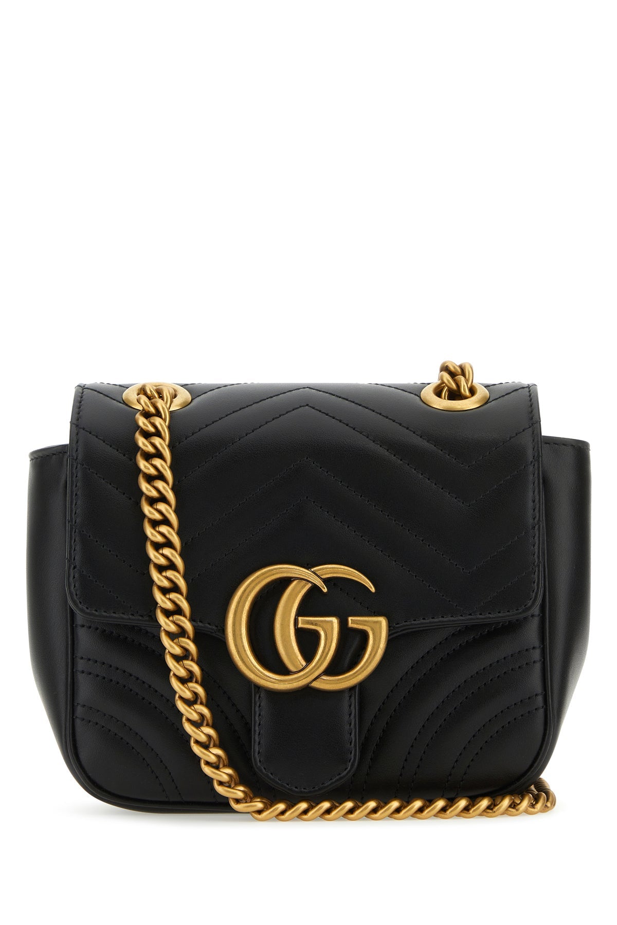 Gucci/グッチ｜ブラック レザー ミニ マーモント GG クロス