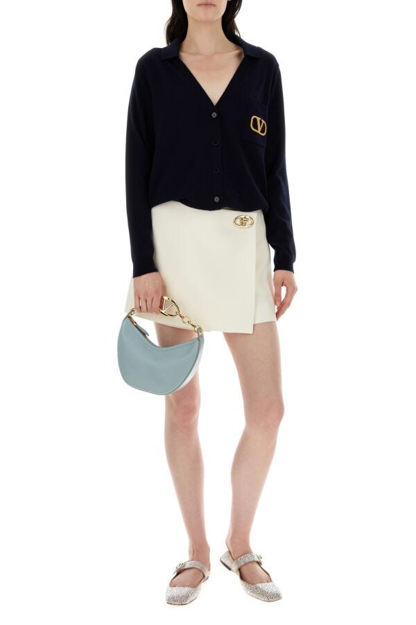 ショルダーバッグ・ポシェット VALENTINO Light blue leather small Hobo VLogo Moon handbag Valentino Garavani Small VLogo Moon Hobo Bag in Grainy