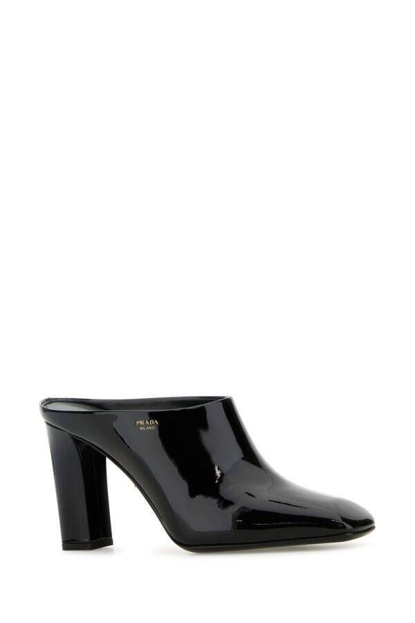 PRADA ブラック レザー ミュール Prada レザーミュール | ブラック | FARFETCH JP