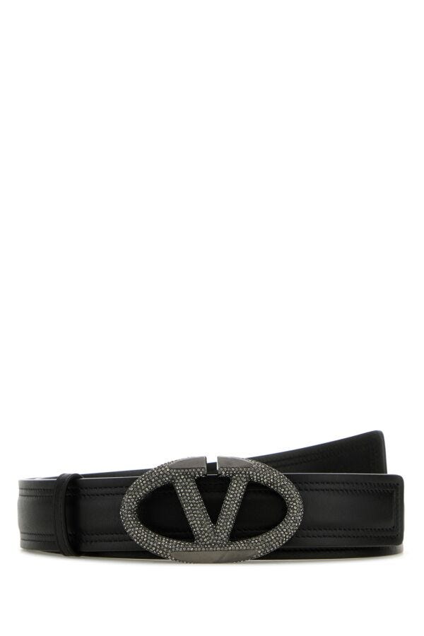 ★VALENTINO★V ボールド エディション レザーベルト Valentino/ヴァレンティノ|ブラック レザー Vロゴ ボールド ベルト