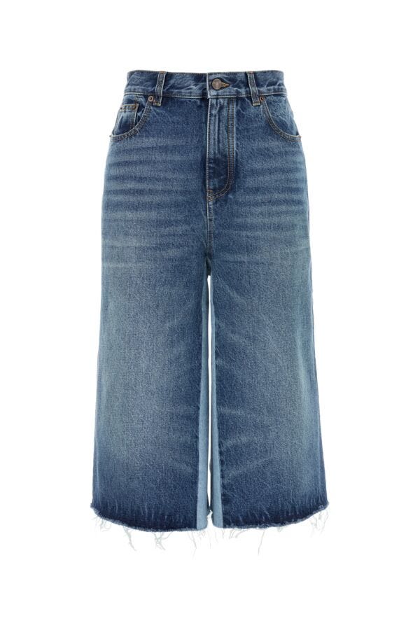 Chloe ロゴパッチワークデニムバミューダショートパンツ Chloe/クロエ|デニム バミューダ ショーツ