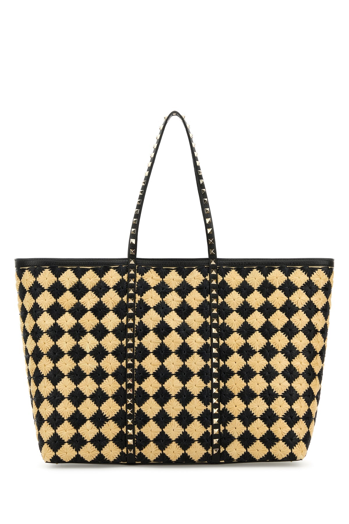 セール☆Valentino☆ロックスタッズ ラフィアショッピングバッグ Valentino/ヴァレンティノ｜エンブロイダード ラフィア ロック
