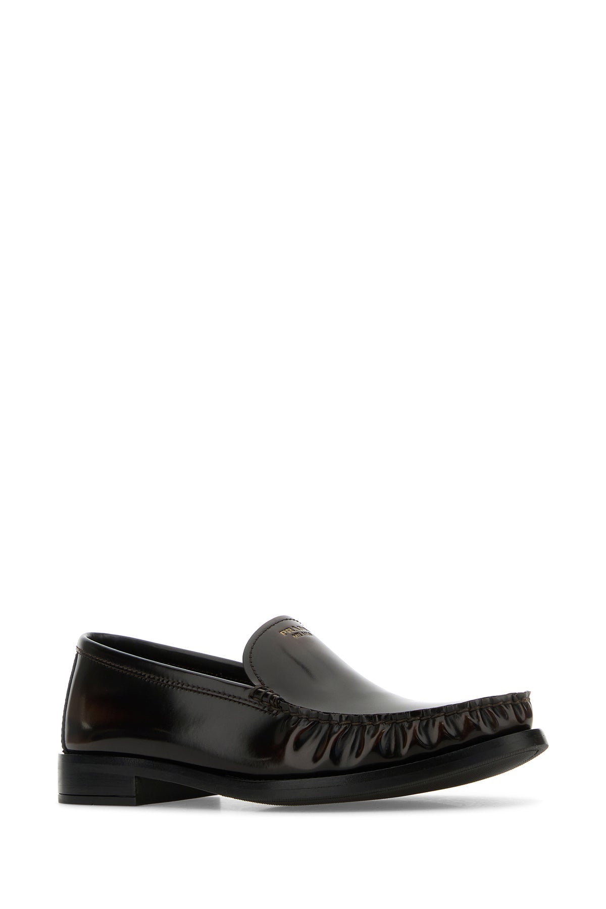 PRADA ダークブラウン レザー ローファー PRADAダークブラウン レザー ローファー