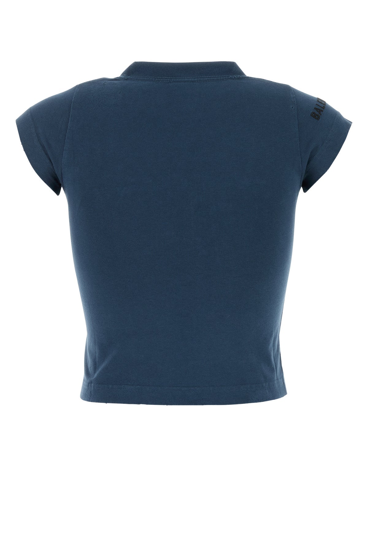 ブルー ストレッチ コットン Tシャツ
