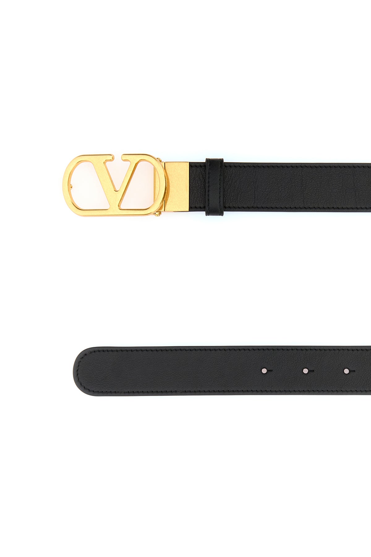 valentino garavani 黒 レザーベルト Vlogo Signature Calfskin Belt 30 Mm for Man in Black