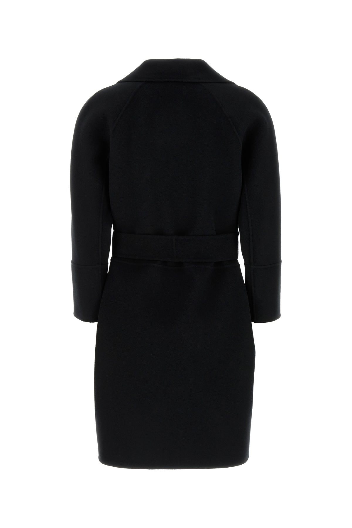 MaxMara 黒 ウールコート Bコラージュ] ピュア ヴァージンウール コート, black