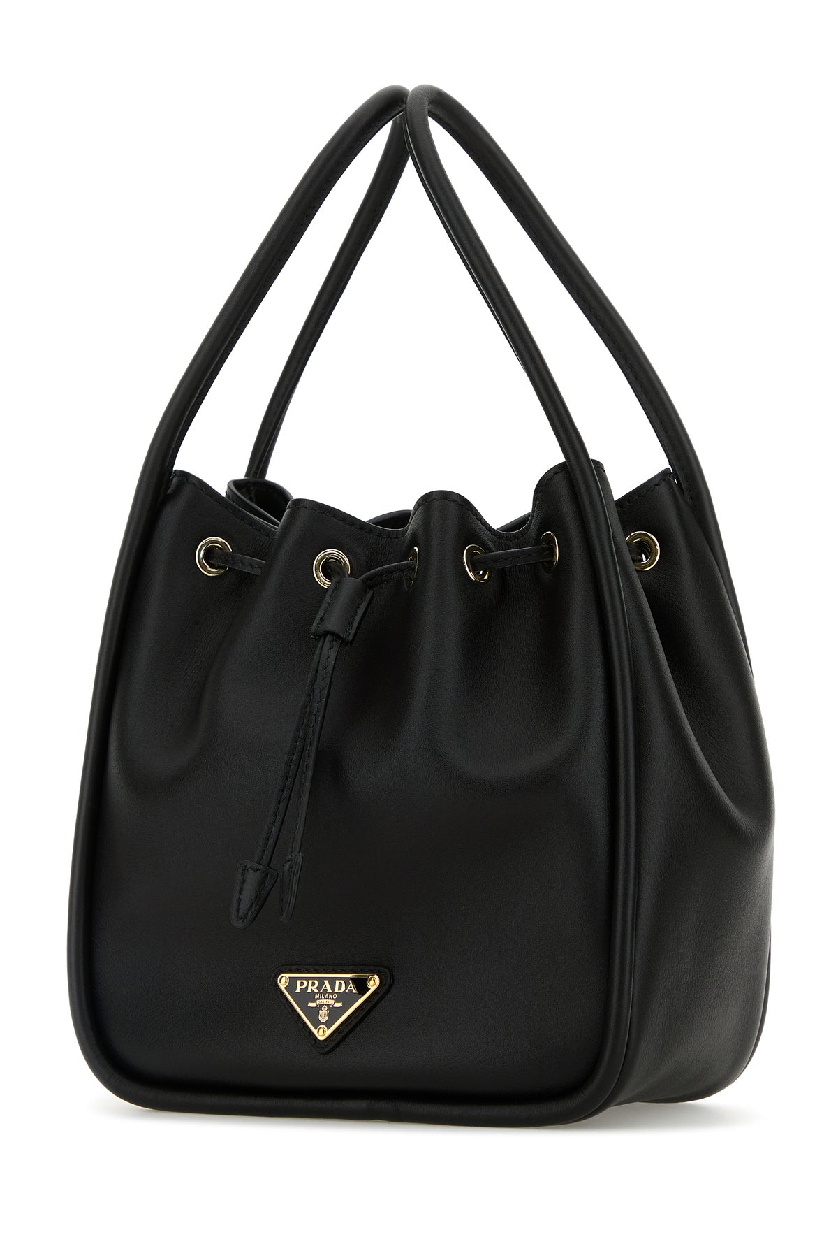 正規店買付【PRADA】ブラック レザー ミニ バケットバッグ Prada/プラダ｜ブラック レザー ミニ バケット バッグ