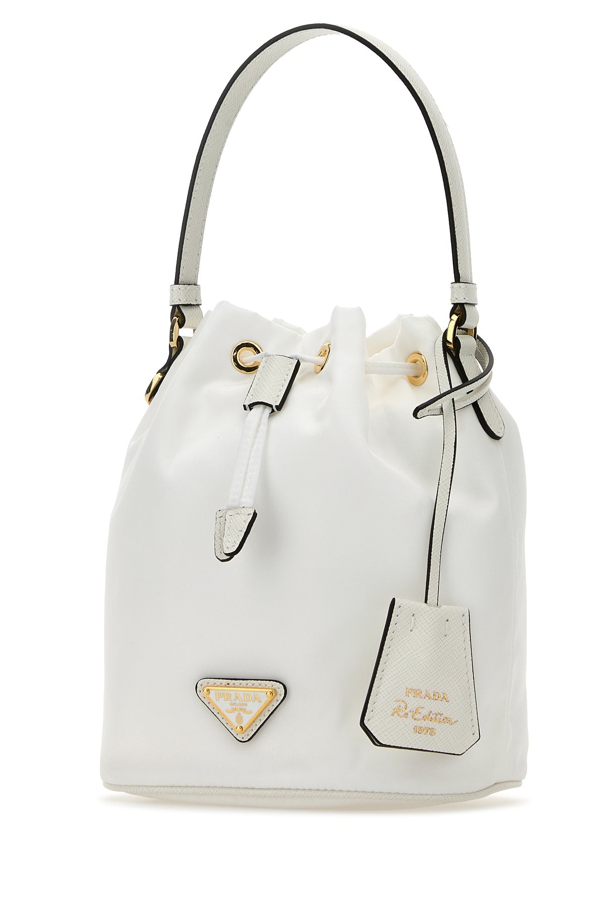 一点限り!EXPRESS便可◎ PRADA ナイロン バケットバッグ 1BE067 Prada/プラダ|ホワイト ナイロン バケット バッグ