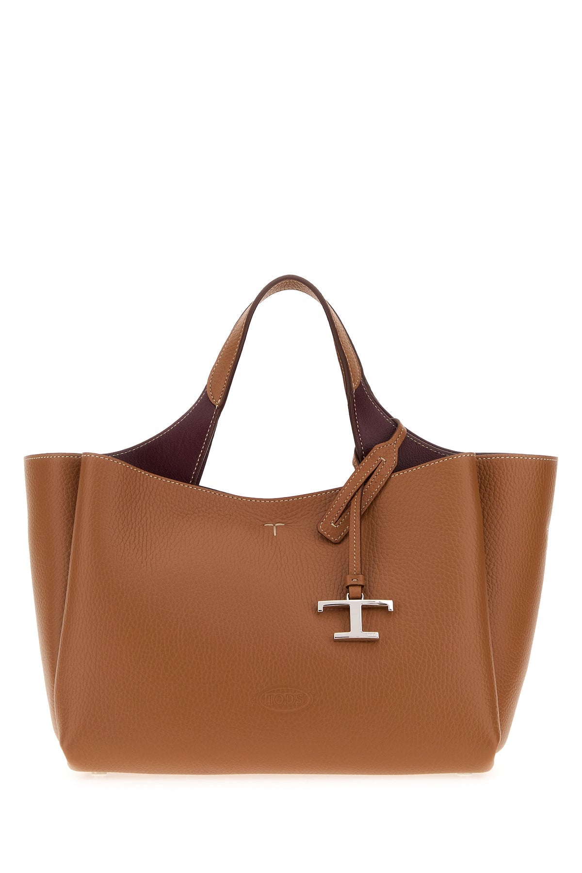【良品】TOD'S レザートートバッグ　スタッズ　ステッチ　ヌメ革　キャメル 良品】TOD´S レザートートバッグ スタッズ ステッチ ヌメ革 キャメル