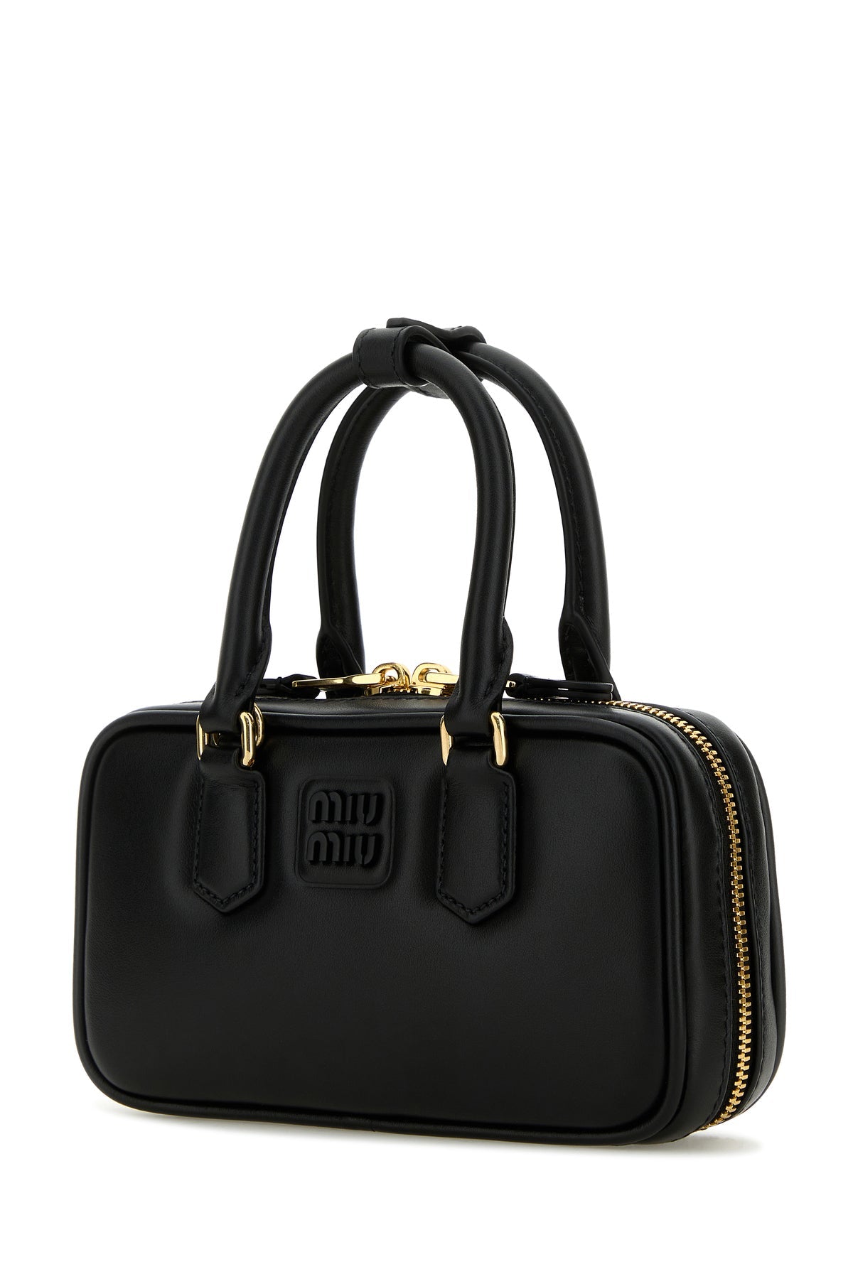 miu miu ナッパレザーホーボーバッグ ブラック　美品 ミュウミュウ miu miu ロゴホーボーバッグ 5BC175 ブラック