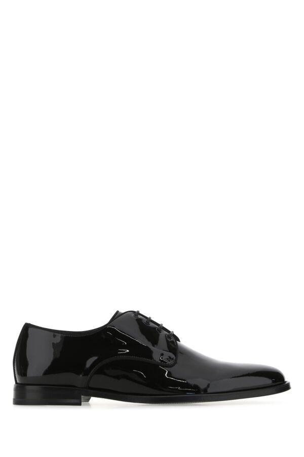 DOLCE & GABBANA 黒レザー レースアップシューズ Dolce & Gabbana 革のダービーレースアップシューズ | Sendegaro UK