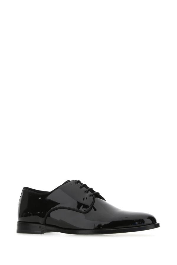 DOLCE & GABBANA 黒レザー レースアップシューズ Dolce & Gabbana/ドルチェ＆ガッバーナ｜ブラック レザー レース