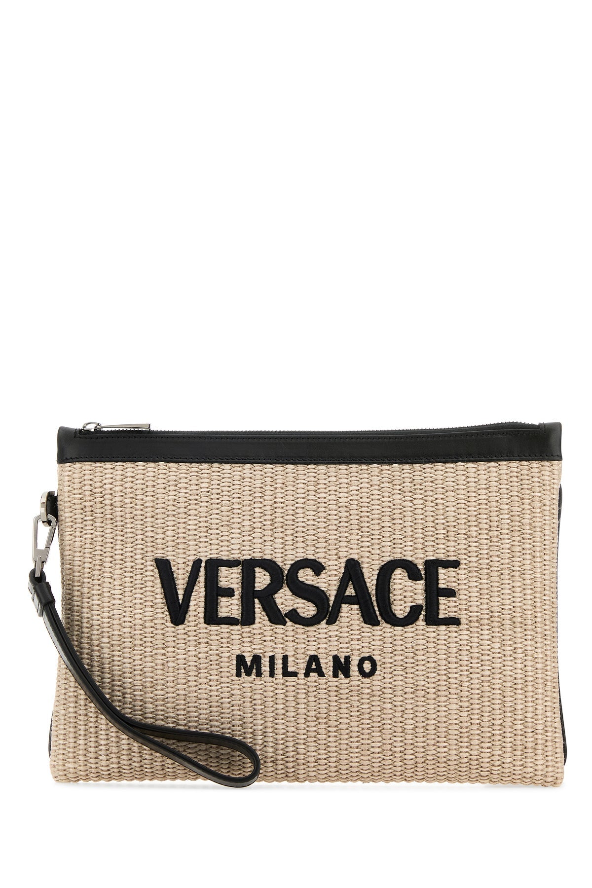 【VERSACE】1015279 ロゴ ラフィアクラッチ Versace/ヴェルサーチェ｜ラフィア クラッチ