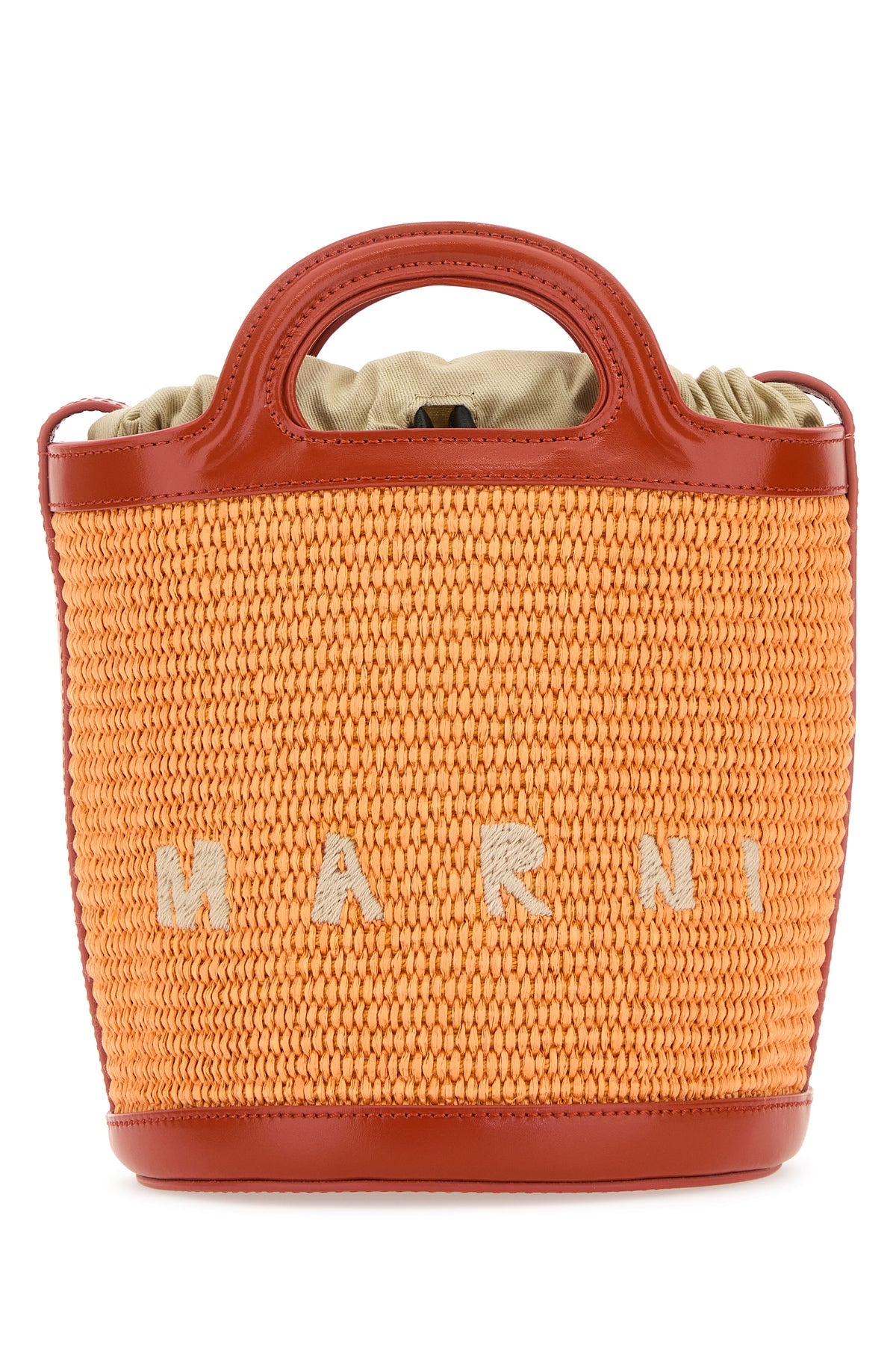 MARNI ブラウン ラフィア レザー トロピカリア バケットバッグ Marni/マルニ｜ブラウン ラフィア アンド レザー トロピカリア