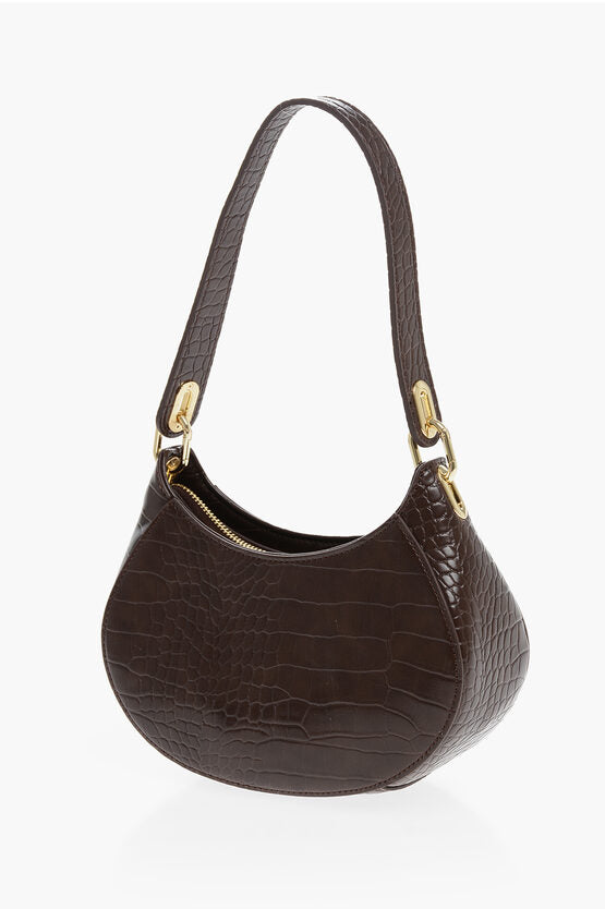 ラブ クロコダイル エフェクト フェイク レザー HOBO バッグ