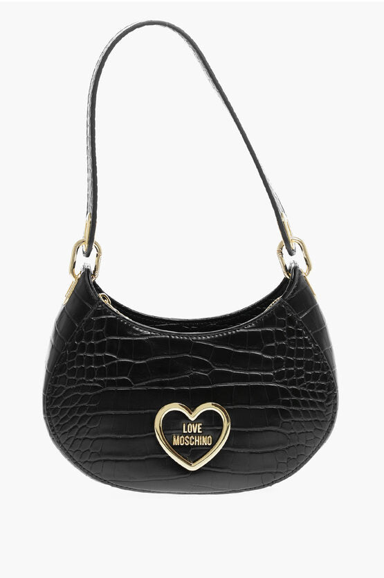ラブ クロコダイル エフェクト フェイク レザー HOBO バッグ