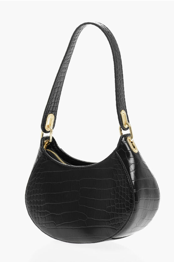ラブ クロコダイル エフェクト フェイク レザー HOBO バッグ