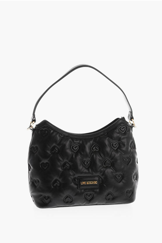 ラブ エンボス加工 ハーツ オール オーバー フェイク レザー HOBO バッグ