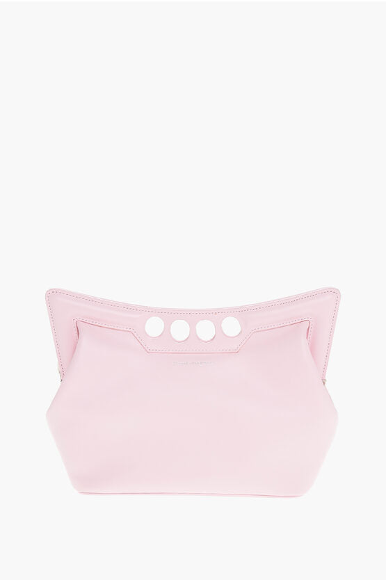 レザー ピーク ショルダー バッグ ウィズ チェーン