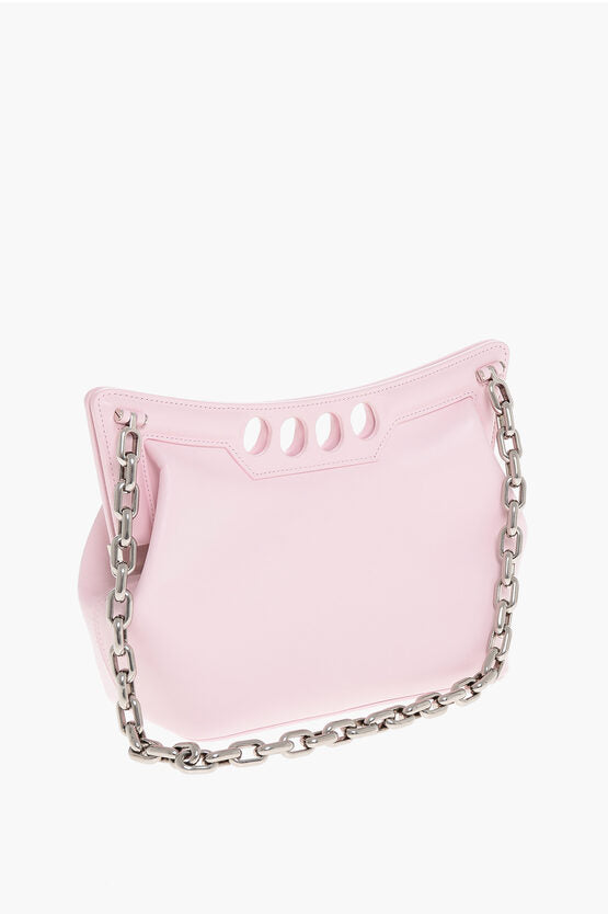 レザー ピーク ショルダー バッグ ウィズ チェーン
