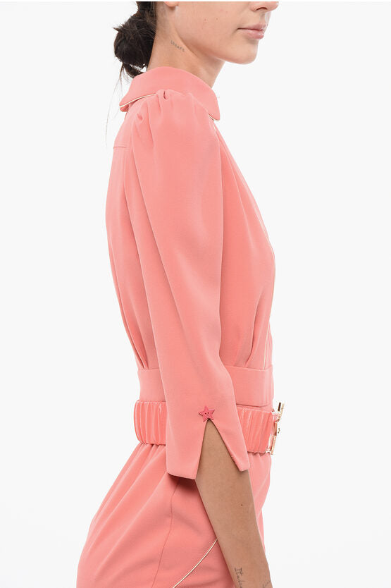 ELISABETTA FRANCHI ☆ パッドショルダーベルトローカットドレス Elisabetta Franchi/エリザベッタ フランキ|ベルト ドレス