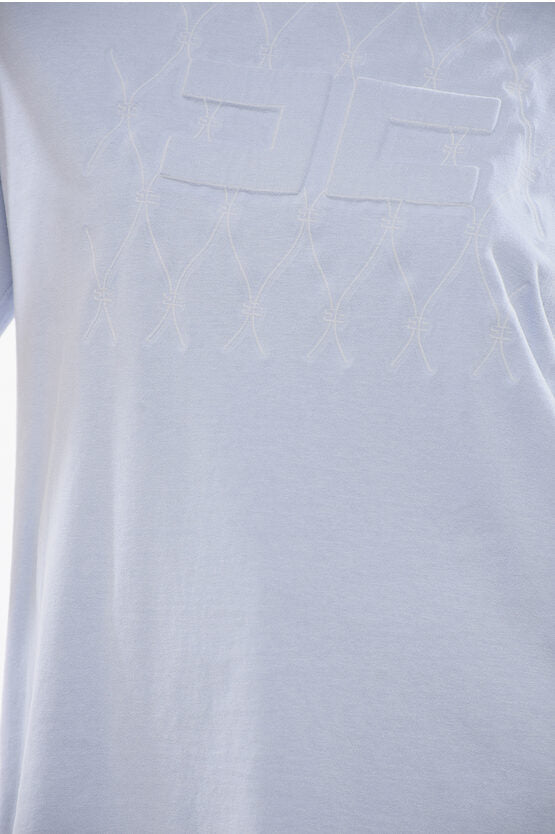クルー ネック コットン Tシャツ ウィズ エンボス加工 ロゴ