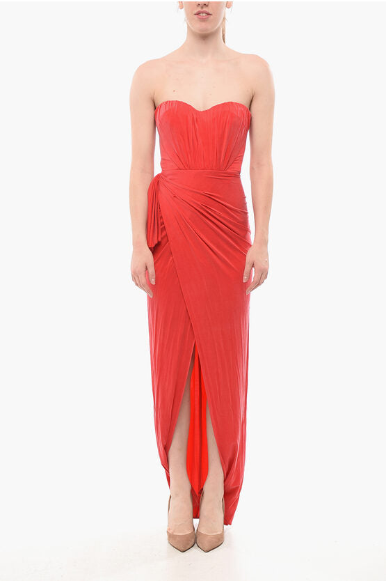 Outlet【ELISABETTA FRANCHI】ドレープ レッドカーペットドレス Elisabetta Franchi/エリザベッタ フランキ|レッド カーペット