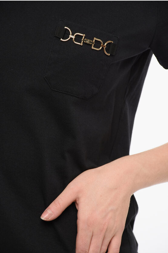 クルー ネック コットン Tシャツ ウィズ ジュエル