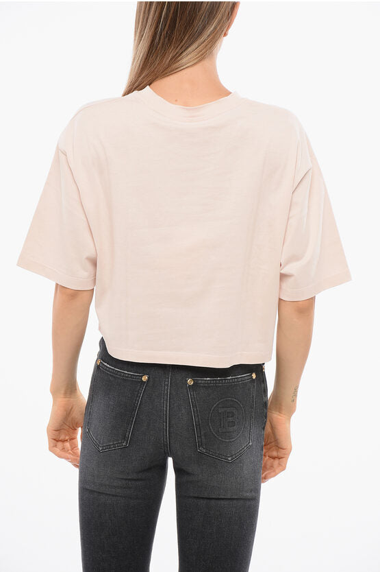 ソリッド カラー クロップド Tシャツ ウィズ フロック ロゴ