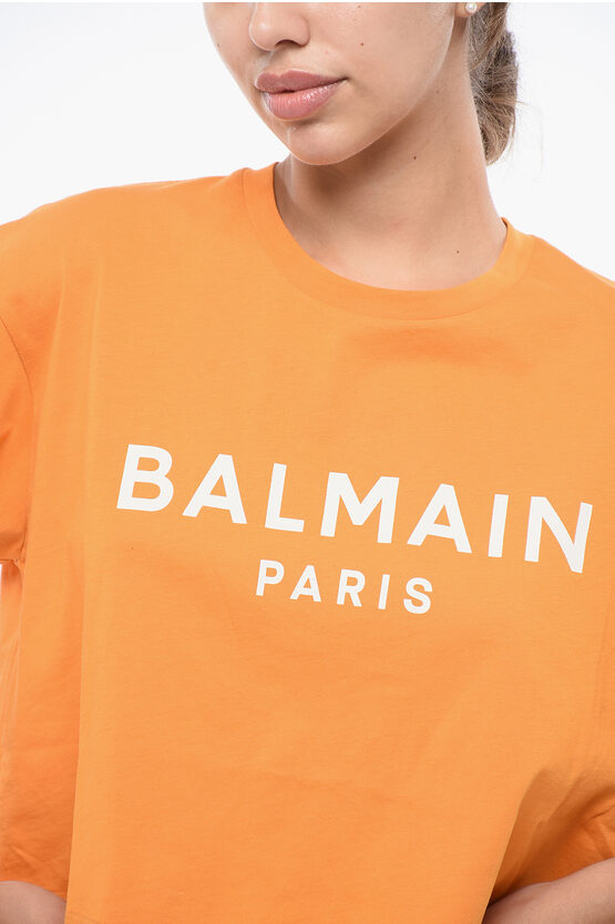 クロップド フィット Tシャツ ウィズ プリント ロゴ