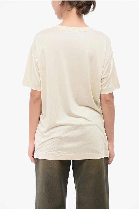 オーバーサイズ フィット シルク クルーネック Tシャツ