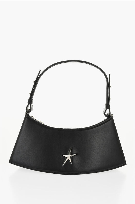 レザー HOBO バッグ ウィズ フロンタル ロゴ
