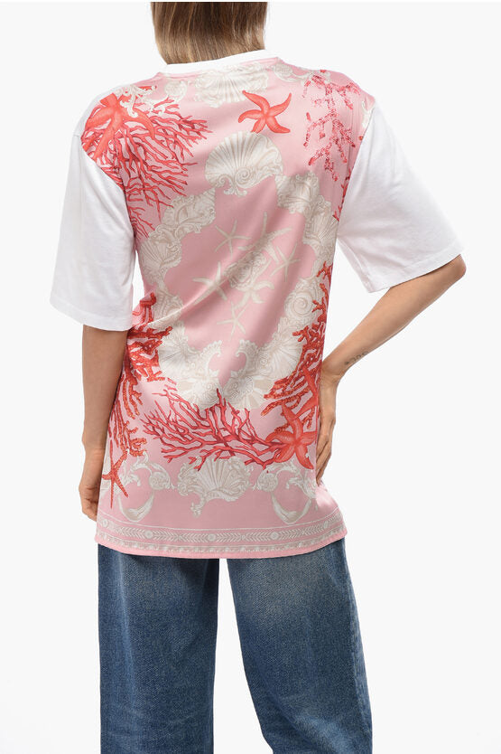バック プリント コットン クルーネック Tシャツ ウィズ ピン