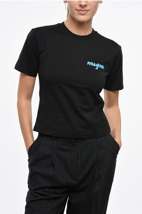 コットン クルーネック Tシャツ ウィズ サイド プリント ロゴ