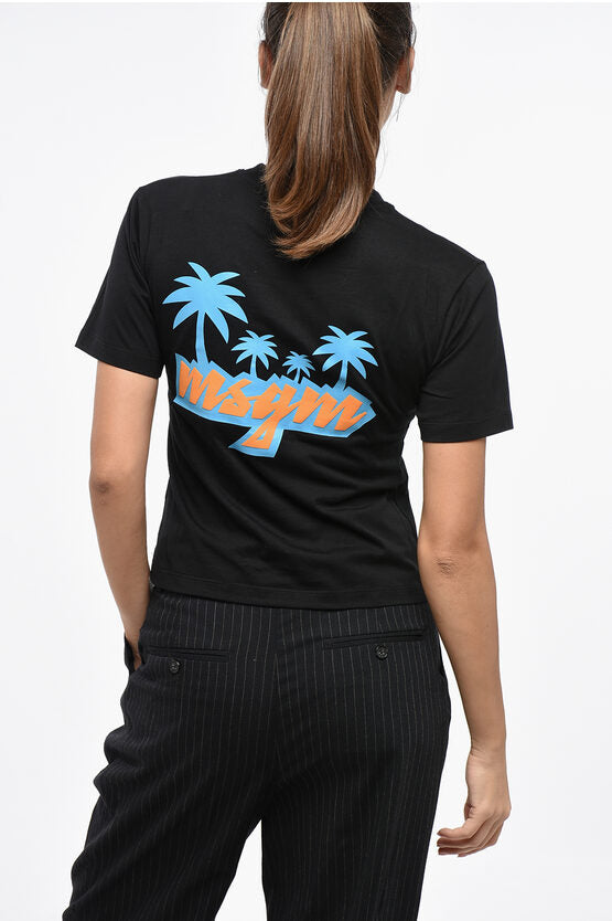 コットン クルーネック Tシャツ ウィズ サイド プリント ロゴ
