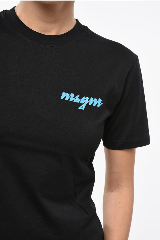 コットン クルーネック Tシャツ ウィズ サイド プリント ロゴ