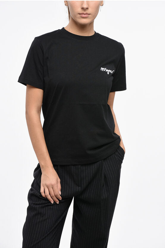コットン クルーネック Tシャツ ウィズ サイド エンブロイダリー ロゴ